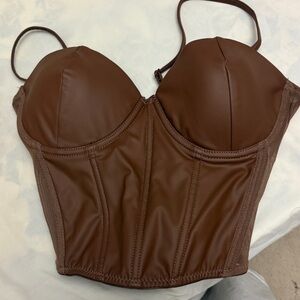 Forever 21 Chocolate Faux Leather Top